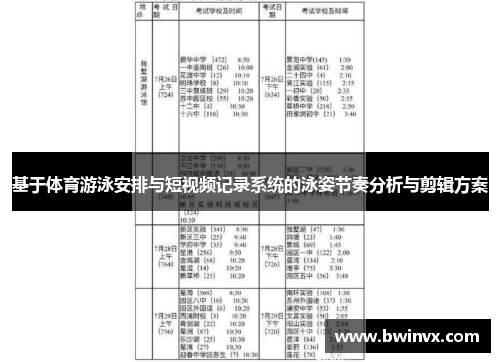 基于体育游泳安排与短视频记录系统的泳姿节奏分析与剪辑方案